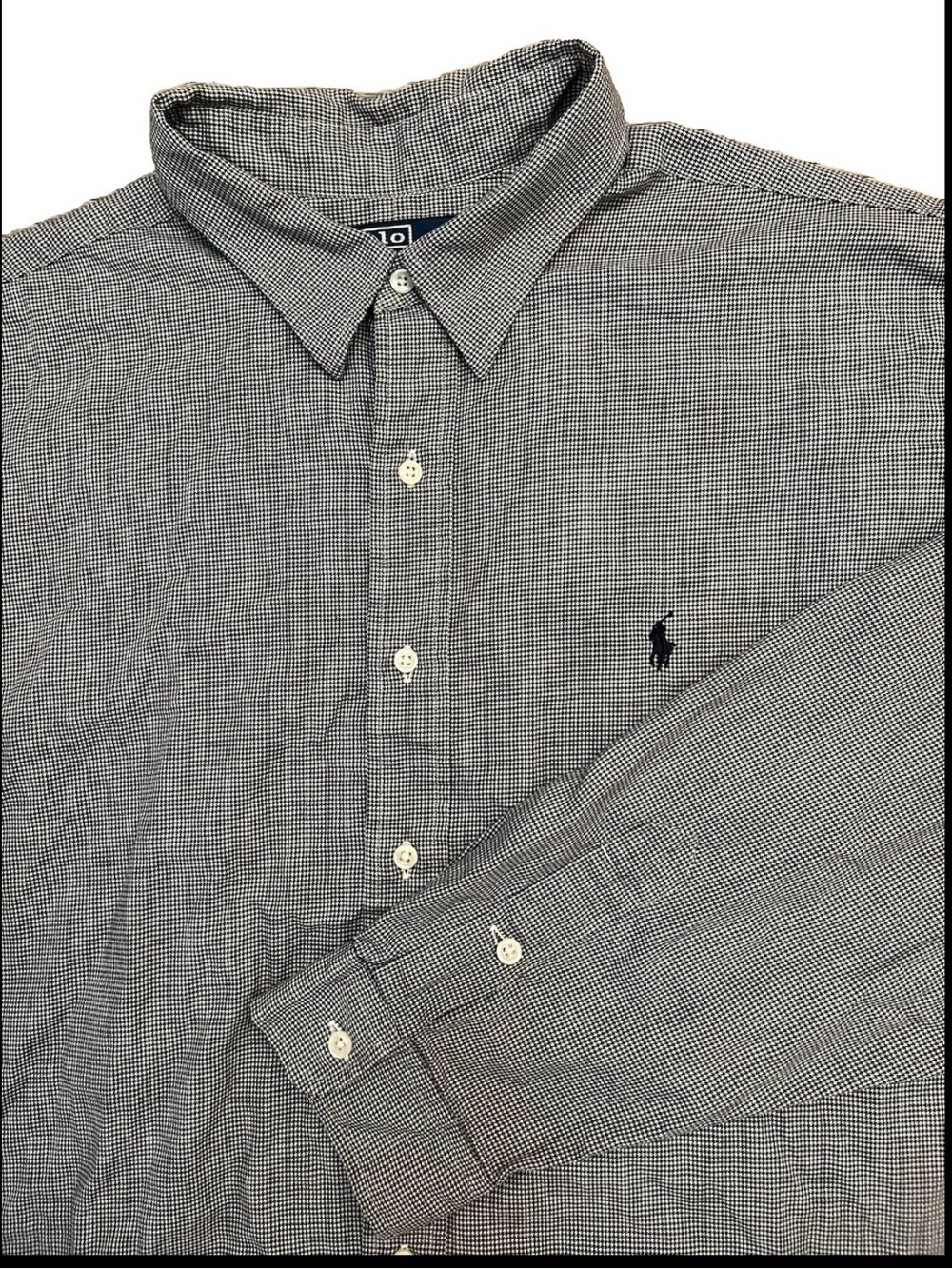 Polo by Ralph Lauren Men's Black & White Micro-Check Button-Down Shirt XXL